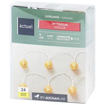 Гирлянда Actuel Светодиодная золотая 10 LED 1,2м - купить, цены на Auchan - фото 1