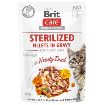 Корм вологий Brit Care з качкою для стерилізованих котів 85г - купити, ціни на MasterZoo - фото 1