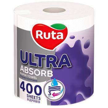 Полотенца бумажные Ruta Ultra 3-слойные 400 отрывов