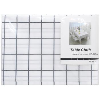 Скатертина Свято Клітинка 137*183см, біла/сіра, пвх арт. 35221-45 И291 - купить, цены на Таврия В - фото 2
