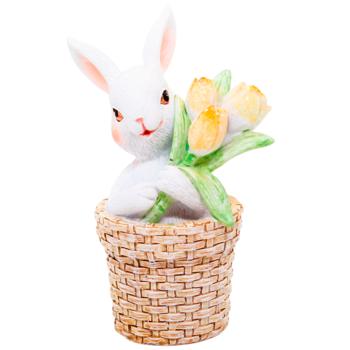 Bona Di Rabbit in Basket with Bouquet of Flowers Statuette 8.5x5.5x11.5cm - buy, prices for WINETIME - photo 1