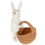 Bona Di White Rabbit with Basket Decorative Planter Figurine 26.5cm