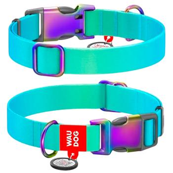 Waudog Nylon Recycled Dog Collar with QR Passport 28-40cm/20mm Gradient Blue