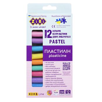 Пластилін ZiBi Kids Line Pastel 8 пастель 4 глітер 12 кольорів
