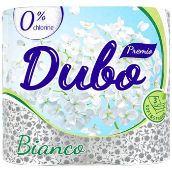 Туалетная бумага Диво Premio Bianco белая 3-слойная 4шт