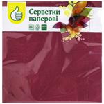 Серветки Auchan паперові тришарові бордові 33x33см 20шт