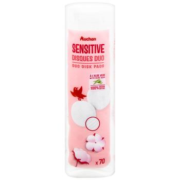 Диски ватные Auchan Sensitive косметические 70шт