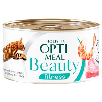 Корм вологий Optimeal Beauty Fitness з тунцем та креветками для дорослих котів 70г - купити, ціни на MasterZoo - фото 1