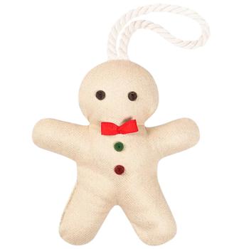 Pet Fun New Year's Golden Gingerbread Dog Toy with Squeaker and Rattle 27.5x14.5cm