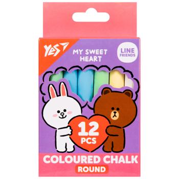 Yes Line Friends Round Colored Chalk 12pcs