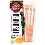 Грудинка Алан нарезанная копчено-вареная высший сорт 100г