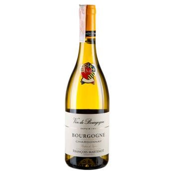 Вино Francois Martenot Bourgogne Chardonnay біле сухе 12,5% 0,75л - купити, ціни на МегаМаркет - фото 1