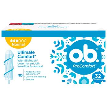 O.B.® Pro Comfort Normal Tampons 32pcs - buy, prices for COSMOS - photo 1