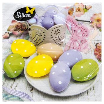 Салфетки столовые Silken Пасхальные традиции 3-слойные 33*33см 18шт - купить, цены на МегаМаркет - фото 1