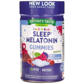 Мелатонін для сну, Sleep Melatonin, Just 4 Kids, Nature's Truth, для дітей, смак вишні, 40 веганських жувальних цукерок - купить, цены на Biotus - фото 1