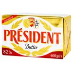 Масло President кислосливочное несоленое 82% 400г