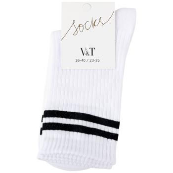 V&T Classic Women's Socks s.23-25 White