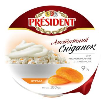Сир кисломолочний President зі сметаною та курагою 9% 180г - купити, ціни на Ідеал - фото 2