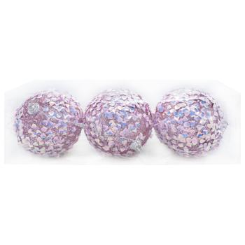 Pink Christmas Balls in Petals 8cm 3pcs - buy, prices for - photo 1