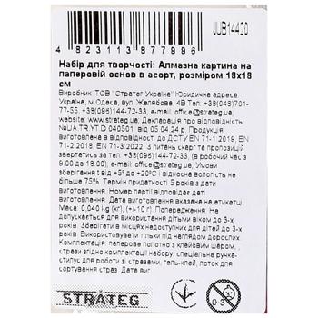 Набор для творчества Strateg Алмазная картина на бумажной основе в ассортименте 18*18см - купить, цены на - фото 7