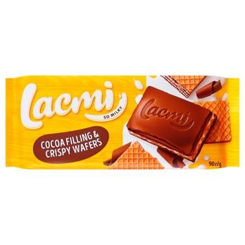 Шоколад молочный Roshen Lacmi с шоколадной начинкой и вафлей 90г