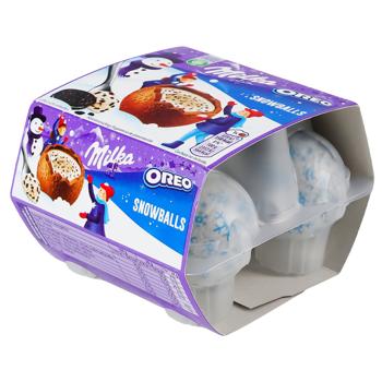 Шоколад молочный Milka Snow Balls в форме шара с кусочками печенья орео 112г - купить, цены на КОСМОС - фото 1