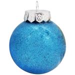 Bezant Blue with Glitter Christmas Tree Ball 6cm
