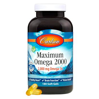 Carlson Labs Maximum Omega 2000 Lemon Flavored Fish Oil 2000mg 180 softgels - buy, prices for - photo 1