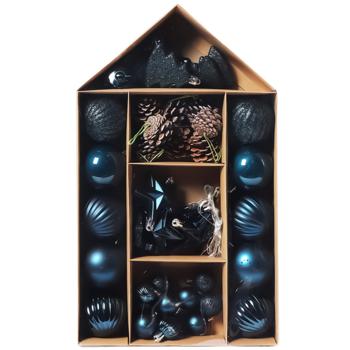 Actuel Set of Blue Christmas Ornaments 3-8cm 50pcs - buy, prices for Auchan - photo 1