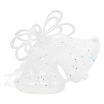 Підвіска ялинкова Дзвіночки 11*9 см срібні блискітки арт. WH253390 9245 И003 - купить, цены на КОСМОС - фото 1