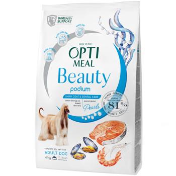 Optimeal Beauty Podium Dry Food with Seafood for Hair and Teeth Care of Adult Dogs of All Breeds 4kg