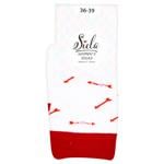 Siela White/Red Women's Socks Size 36-39