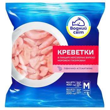 Креветки Водный Мир в панцире варено-мороженые 90-120 400г