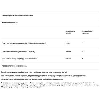 Гриби рейші Now Foods 270мг 100 капсул - купити, ціни на Біотус - фото 2
