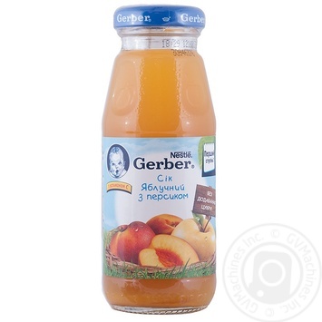 Reconstituted unclarified pasteurized sugar-free juice with vitamin C Gerber apple and peach for 5+ months babies glass bottle 175ml Poland - buy, prices for NOVUS - photo 3