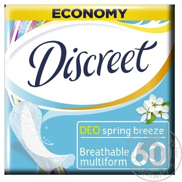 Ежедневные гигиенические прокладки Discreet Deo Spring Breeze 60шт купить, цены на МегаМаркет - фото 1