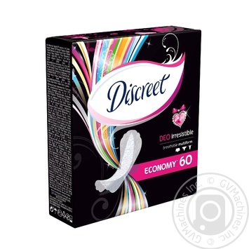Щоденні гігієнічні прокладки Discreet Deo Irresistible Multiform 60шт купити, ціни на МегаМаркет - фото 3