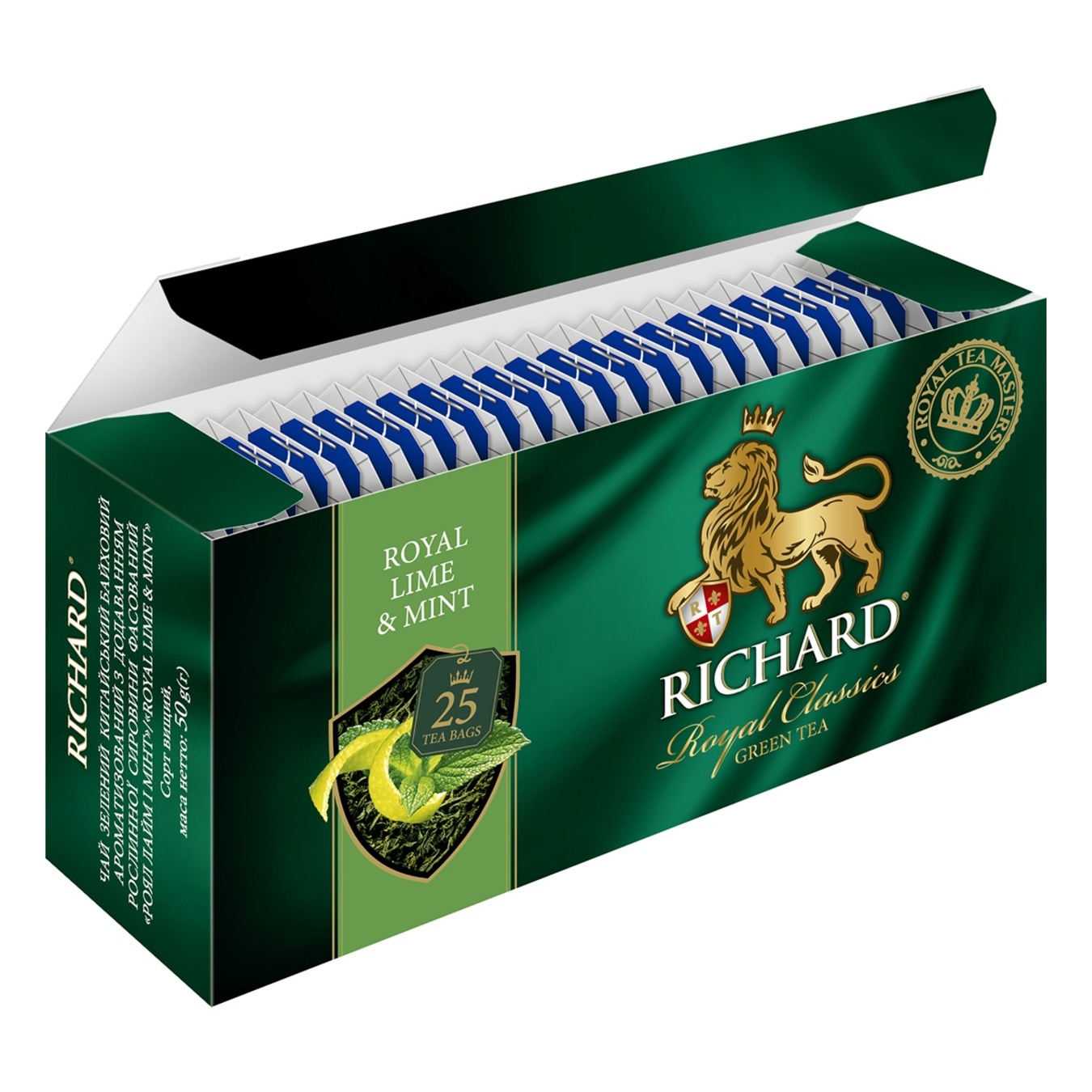 

Чай зелений Richard Royal Lime&Mint в пакетиках 2г х 25шт