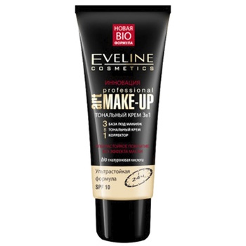 Крем тональный Eveline Professional Make-Up 3в1 бежевый 30мл - купить, цены на Auchan - фото 1