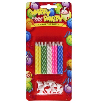 Pomichnytsya Candles for Cake of 20 Two-colored Candles + 10 Supports - buy, prices for - photo 1