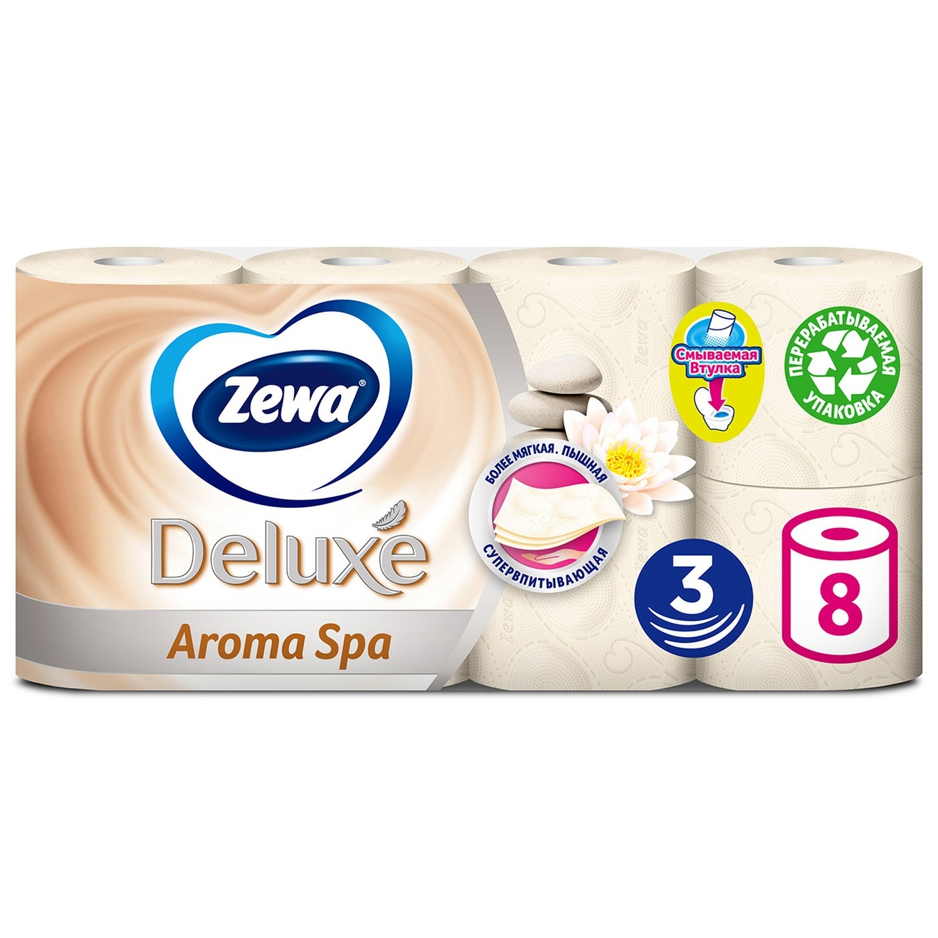 

Туалетная бумага Zewa Deluxe Aroma Spa трехслойная 8шт