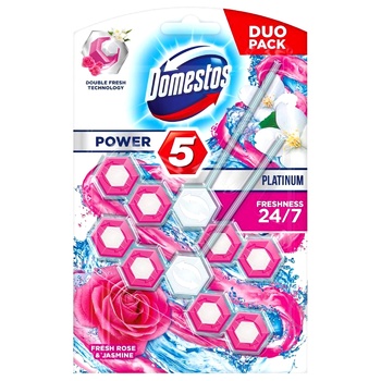 Блок для туалета Domestos Power 5 Роза и Жасмин 2шт*55г