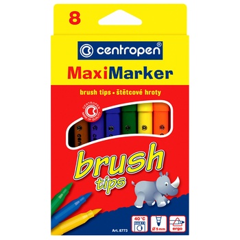 Фломастеры Centropen Brush Maxi цветные 8шт - купить, цены на ULTRAMARKET - фото 1