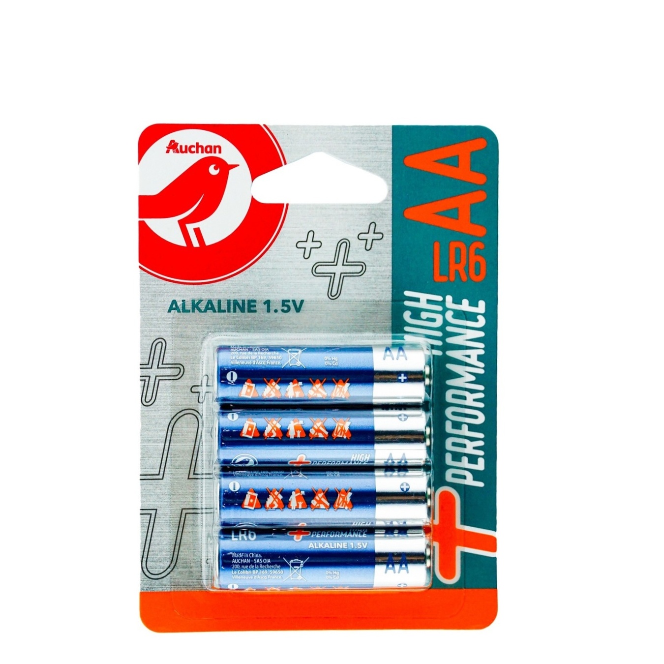 

Батарейки Ашан Alkaline 1.5V LR6(AA) 4шт