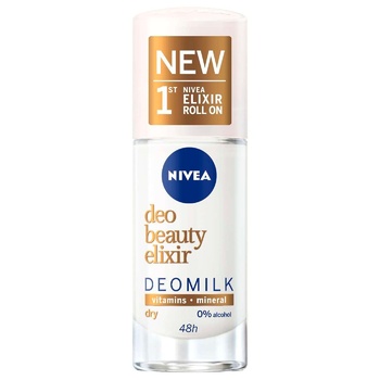 Дезодорант Nivea Deo Beauty Elixir Deomilk Dry для женщин шариковый 40мл - купить, цены на МегаМаркет - фото 1