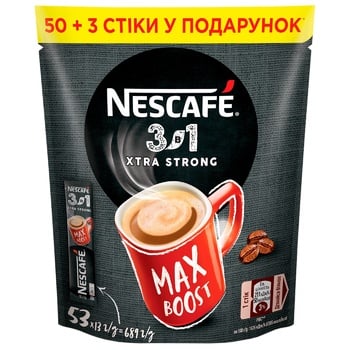 Напиток кофейный NESCAFÉ® 3-в-1 Xtra Strong растворимый в стиках 13г х 53шт - купить, цены на Auchan - фото 3