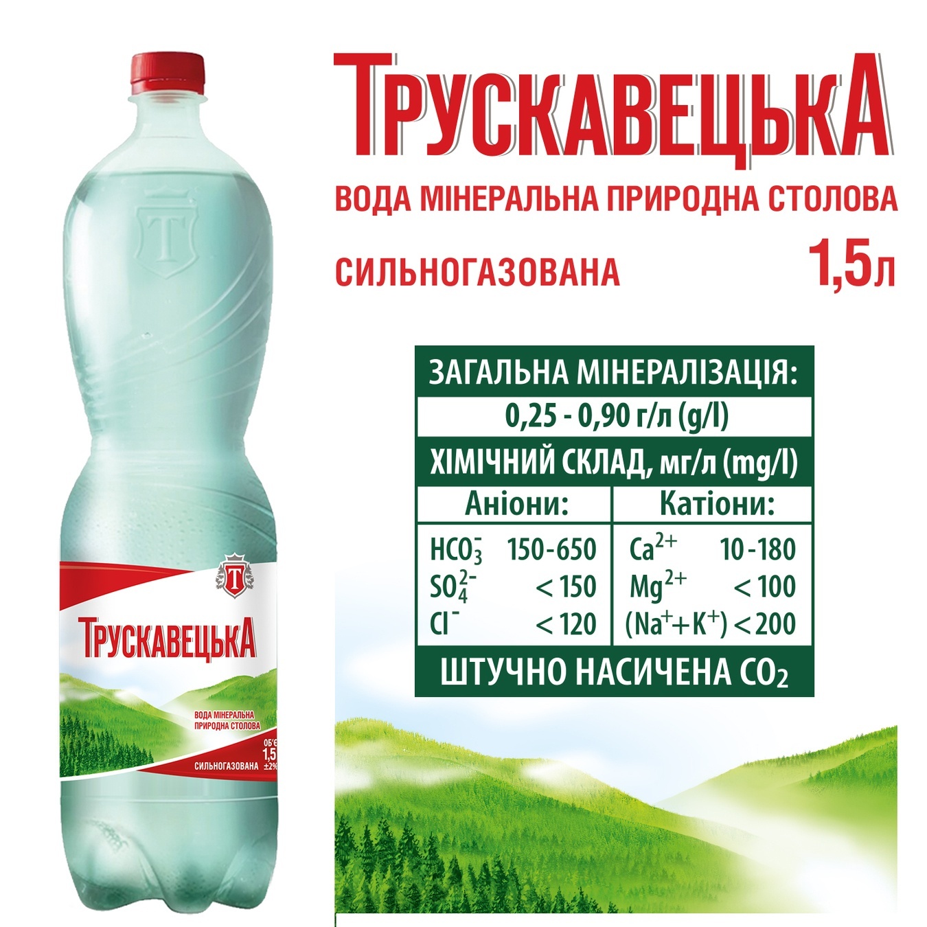 

Минеральная вода Трускавецкая сильногазированная 1,5л