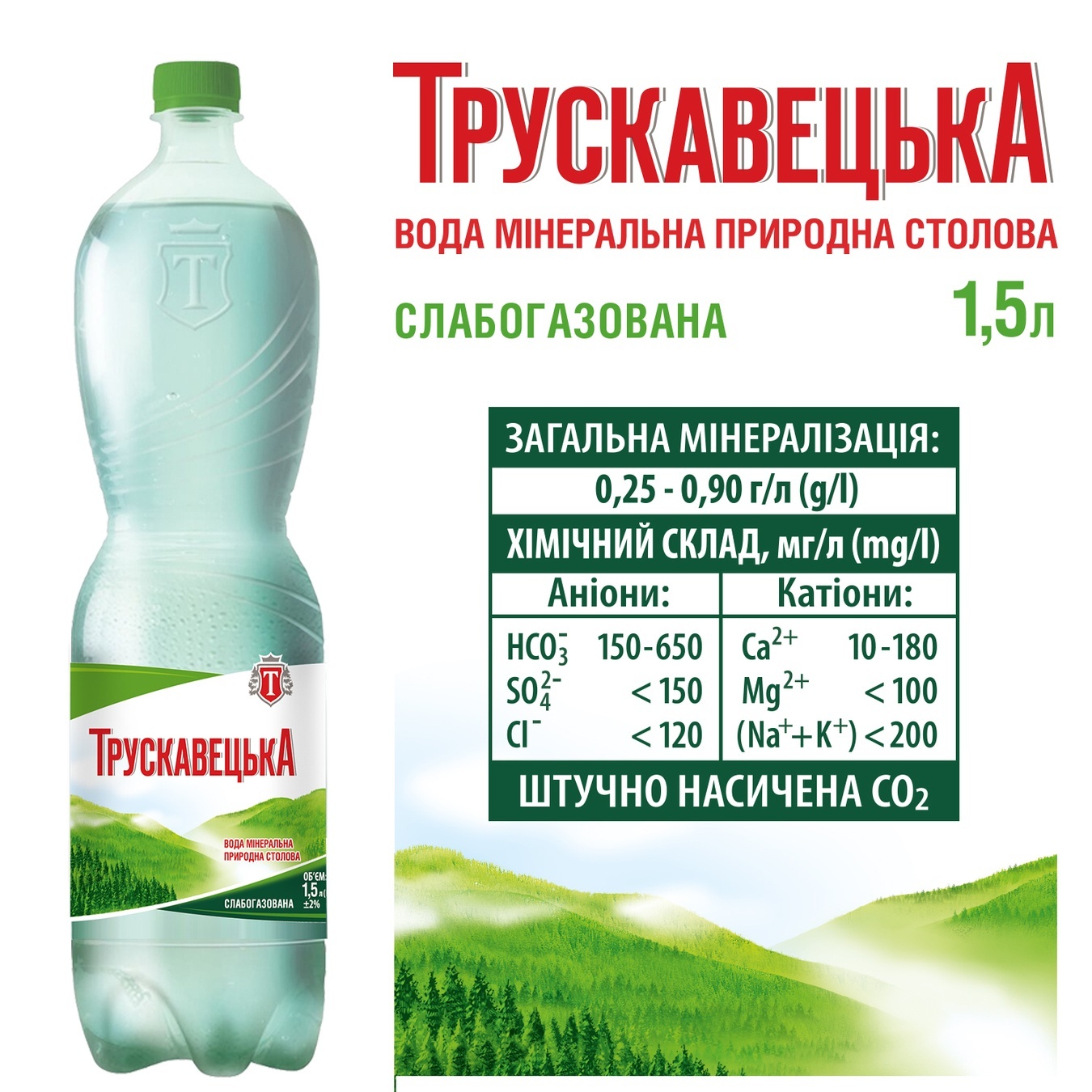 

Вода минеральная Трускавецкая слабогазированная 1,5л