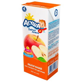 Agusha For Babies From 4 Months Sugar-Free Apple Juice 200ml - buy, prices for Tavria V - photo 1