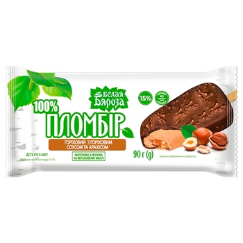 Belaya Byaroza Nut Plombir Ice cream with Nut Sauce and Peanuts 90g - buy, prices for Auchan - photo 1